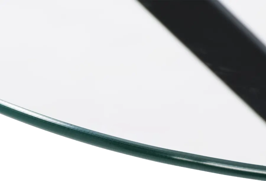 CorLiving Lennox Glass Top Trestle Bistro Table with Black Iron Legs